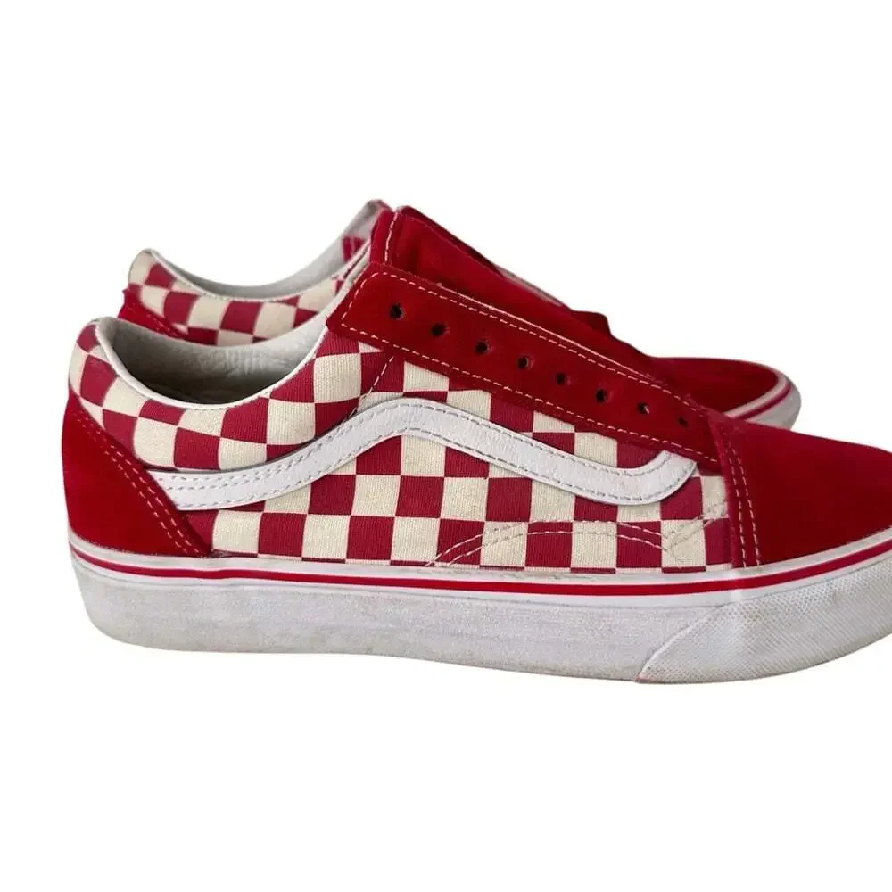 Vans Old Skool Red Checkerboard Sneakers Mens 7 Womens 8.5 Y2K Skate